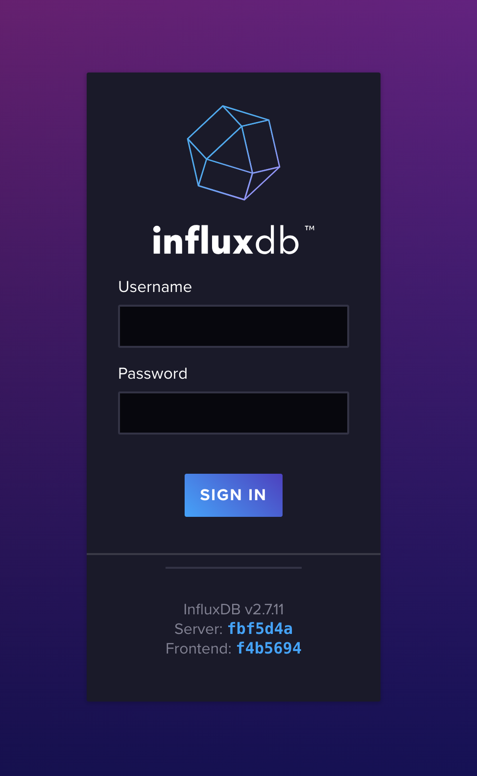 InfluxDB Login