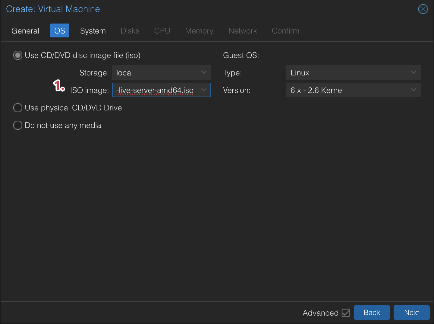 Proxmox Create VM OS