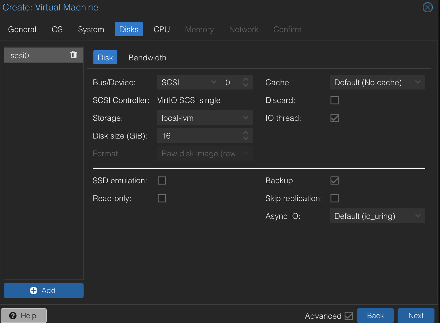 Proxmox Create VM Hard Disk