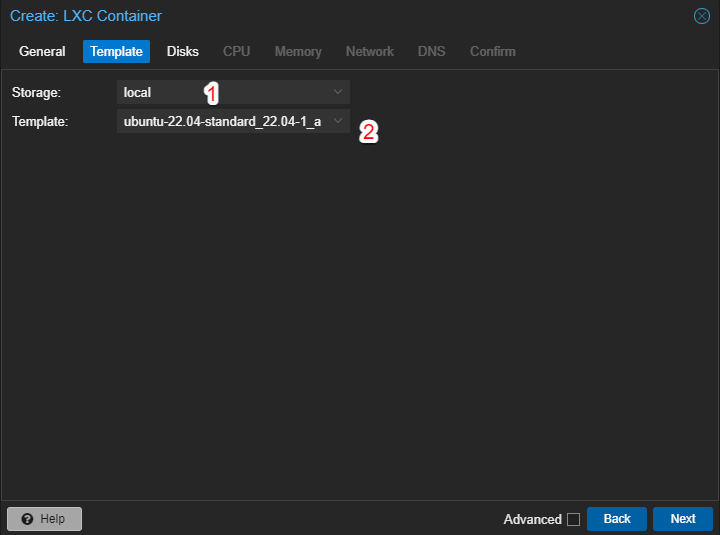 lxc container template